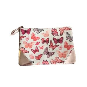 Ipsy Makeup Cosmetic Bag Zip Up Butterfly Faux Leather Travel Bag New 7"‎ x 5"